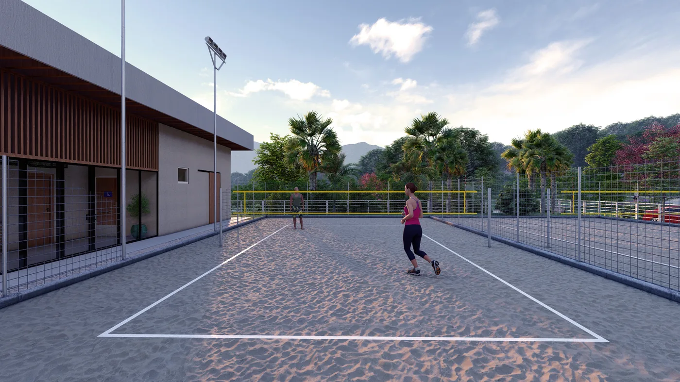 Render da quadra de beach tennis
