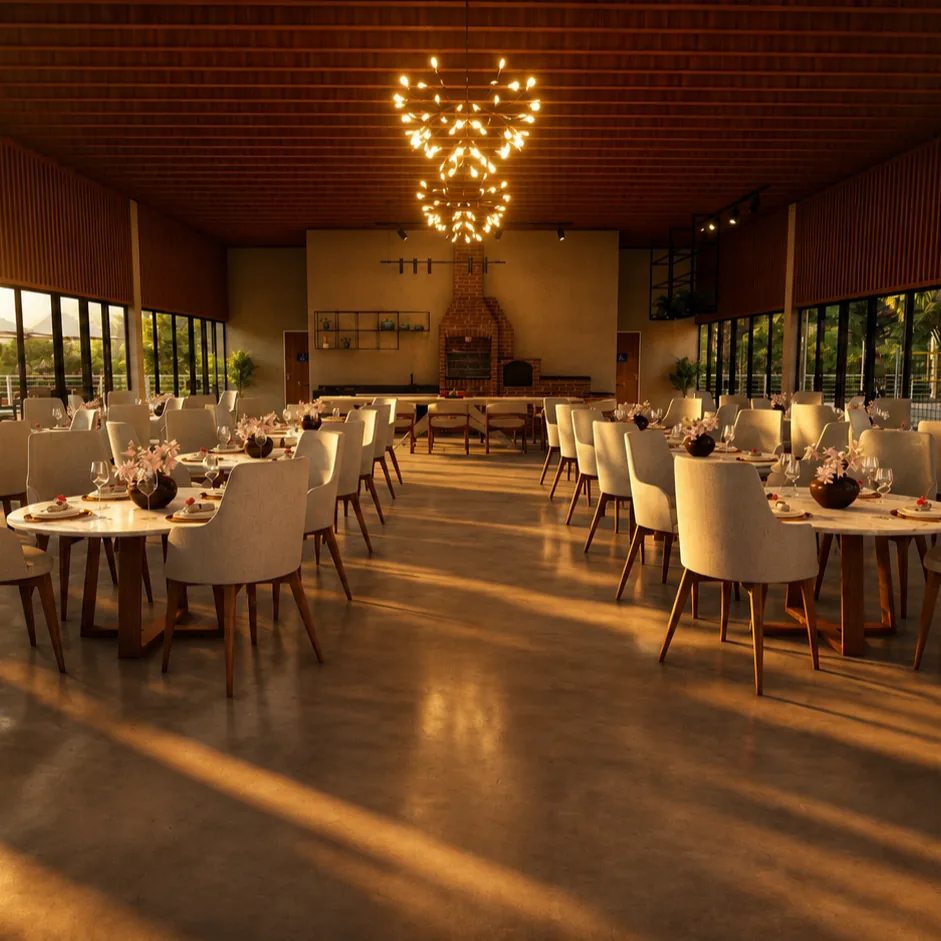 Render da Cozinha Caipira — espaço gourmet comunitário