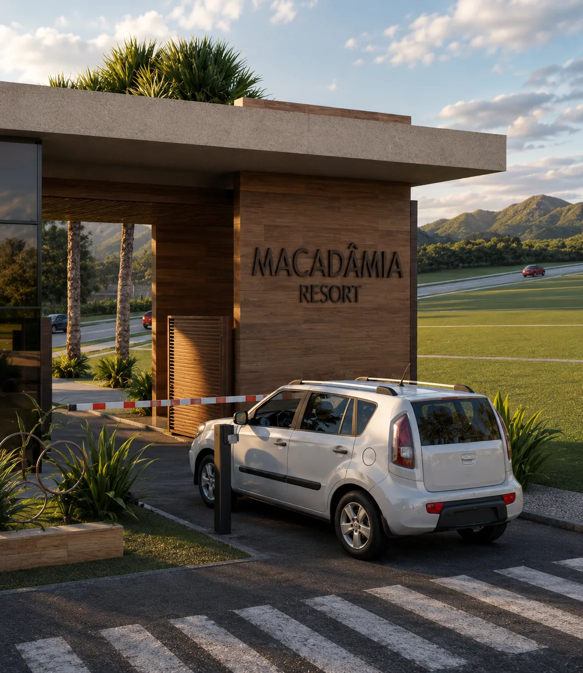 Render da portaria 24h do Macadâmia Eco Resort