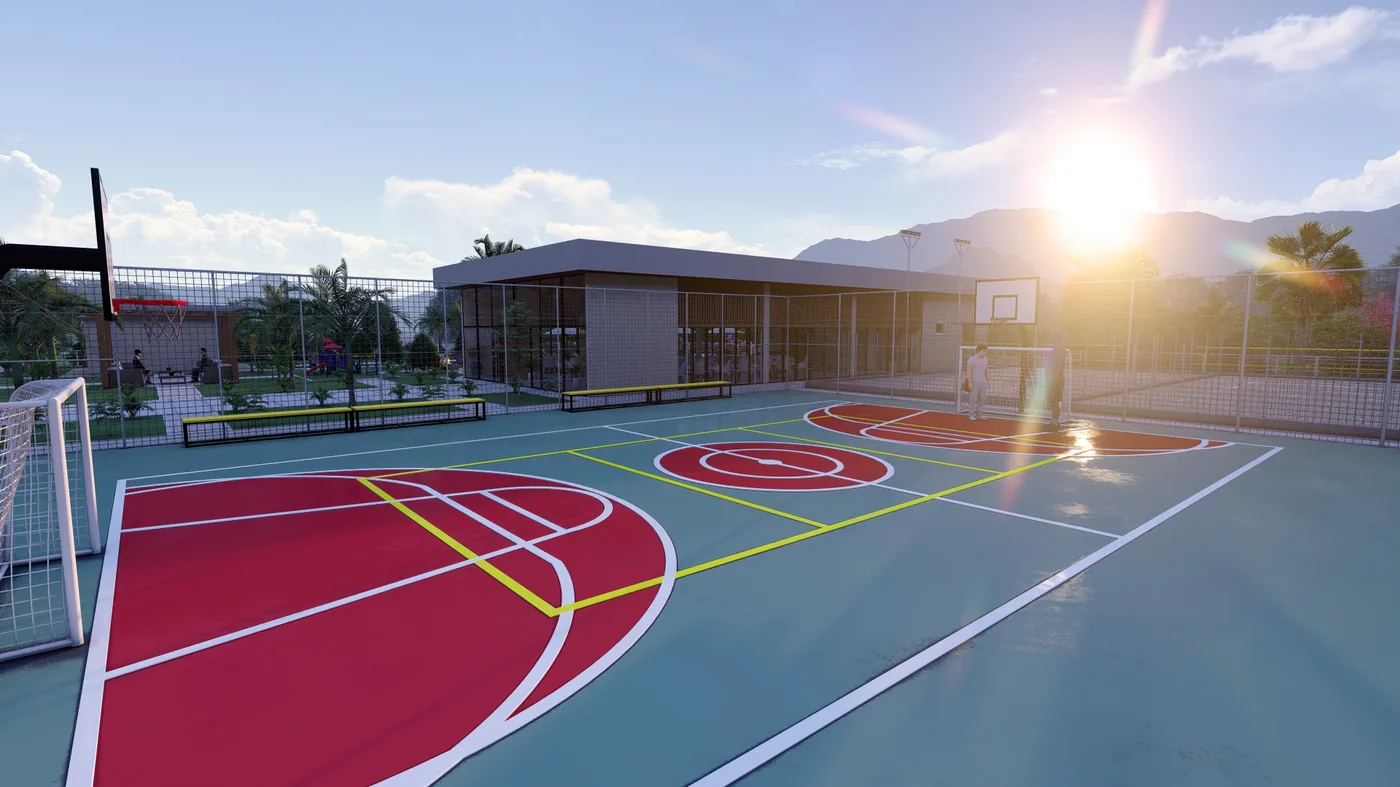 Render da quadra poliesportiva